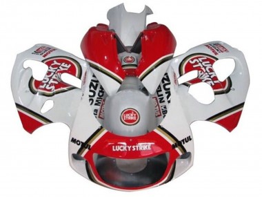 Carénages Moto Suzuki GSXR 600 / GSXR 750 1996-2000 - Blanc Rouge Lucky Strike Abordables