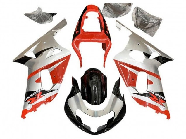 Carénages Moto Suzuki GSXR 600 / GSXR 750 2001-2003 - Argent Rouge Noir Brillant