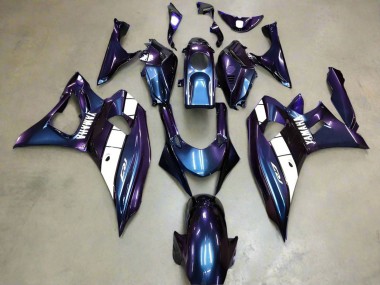 Carénages Moto Yamaha YZF R7 2021-2024 - Caméléon Bleu Violet Blanc Abordables