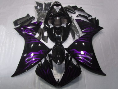 Carénages Moto Yamaha YZF 1000 R1 2009-2011 - Noir Brillant Violet Flamme Abordables