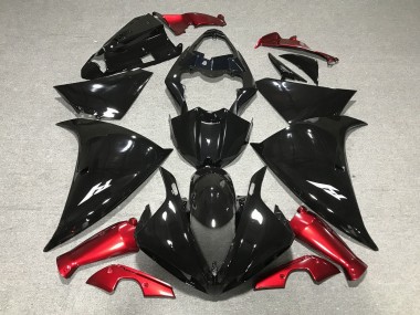 Carénages Moto Yamaha YZF 1000 R1 2009-2011 - Noir Brillant Rouge Abordables