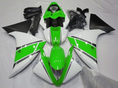 Carénages Moto Yamaha YZF 1000 R1 2009-2011 - Blanc Vert Noir Mat Abordables