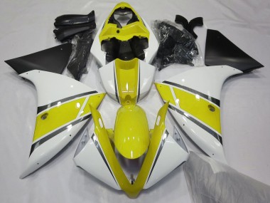 Carénages Moto Yamaha YZF 1000 R1 2009-2011 - Blanc Jaune Noir Mat Abordables
