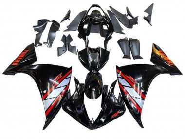 Carénages Moto Yamaha YZF 1000 R1 2012-2014 - Noir Brillant Argent Rouge Bande Abordables