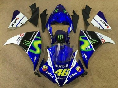 Carénages Moto Yamaha YZF 1000 R1 2012-2014 - Bleu Blanc Noir Vert MoviStar Monstre ENEOS Abordables