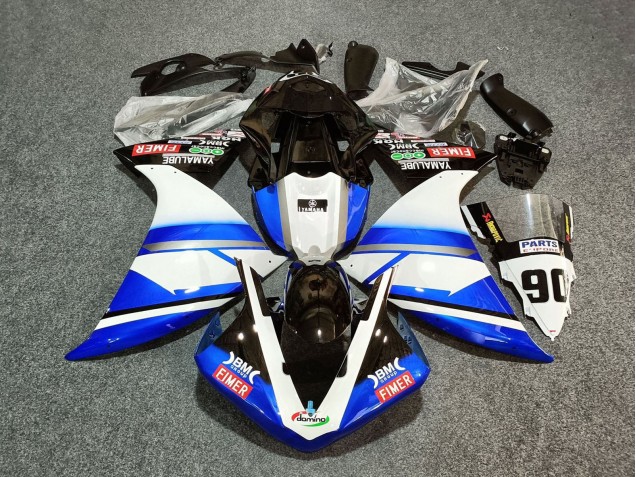 Carénages Moto Yamaha YZF 1000 R1 2012-2014 - Blanc Bleu Noir Fimer Yamalube 90