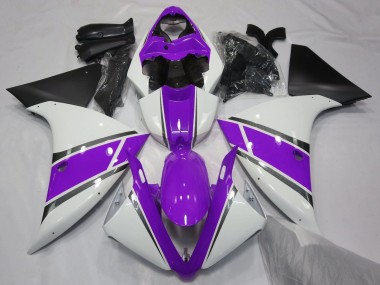Carénages Moto Yamaha YZF 1000 R1 2012-2014 - Blanc Violet Noir Mat Abordables