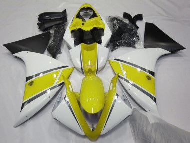 Carénages Moto Yamaha YZF 1000 R1 2012-2014 - Blanc Jaune Noir Mat Abordables