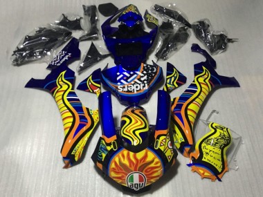 Carénages Moto Yamaha YZF 1000 R1 2015-2019 - Bleu Jaune Orange Tribal Sun Abordables