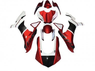 Carénages Moto Yamaha YZF 1000 R1 2020-2025 - Blanc Rouge Fausse Fibre de Carbone Abordables