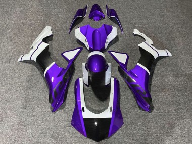 Carénages Moto Yamaha YZF 1000 R1 2020-2025 - Violet Blanc Fausse Fibre de Carbone Abordables
