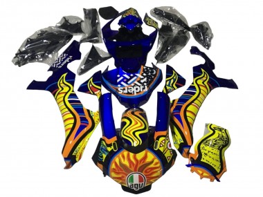 Carénages Moto Yamaha YZF 1000 R1 2020-2025 - Bleu Jaune Orange Tribal Sun Abordables