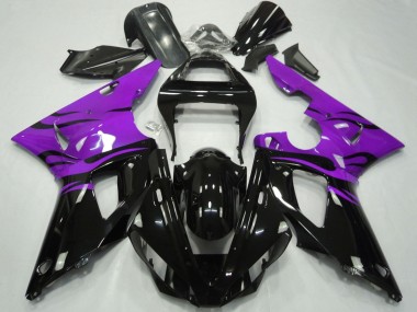 Carénages Moto Yamaha YZF 1000 R1 2000-2001 - Violet Noir Brillant Flamme Abordables