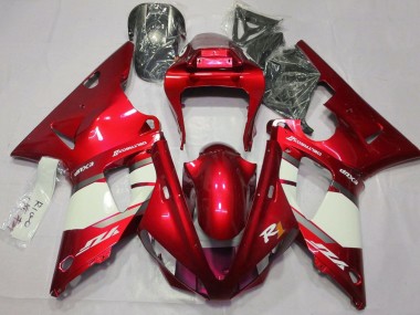 Carénages Moto Yamaha YZF 1000 R1 2000-2001 - Rouge Blanc Argent Abordables