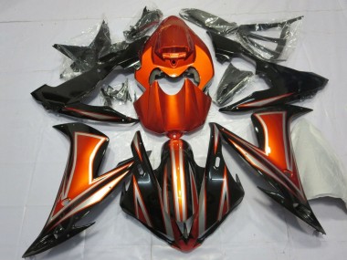 Carénages Moto Yamaha YZF 1000 R1 2004-2006 - Orange Noir Brillant Abordables