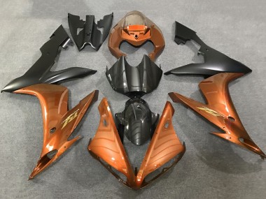 Carénages Moto Yamaha YZF 1000 R1 2004-2006 - Orange Fausse Fibre de Carbone Noir Mat Abordables