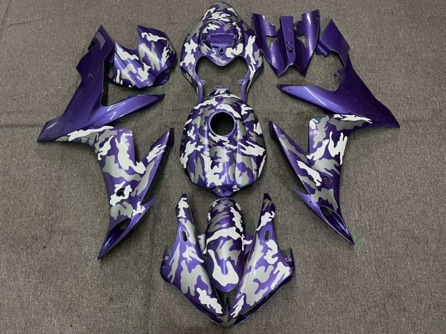 Carénages Moto Yamaha YZF 1000 R1 2004-2006 - Violet Blanc Gris Camouflage