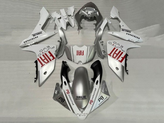 Carénages Moto Yamaha YZF 1000 R1 2007-2008 - Argent Blanc Rouge Fiat