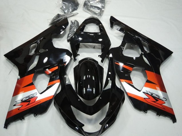 Carénages Moto Suzuki GSXR 600 / GSXR 750 2004-2005 - Noir Brillant Orange Blanc Décalque