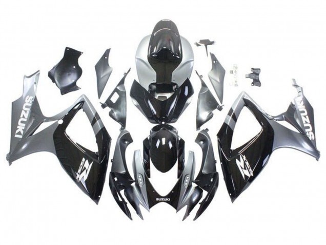 Carénages Moto Suzuki GSXR 600 / GSXR 750 2006-2007 - Argent Noir Brillant Blanc