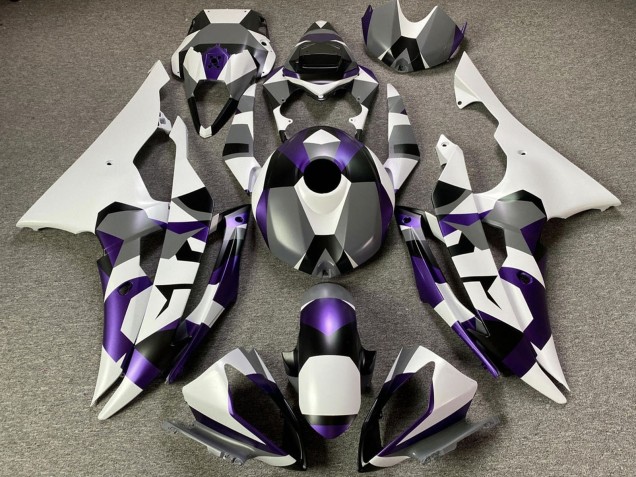 Carénages Moto Yamaha YZF R6 2008-2016 - Blanc Violet Gris Noir Camouflage
