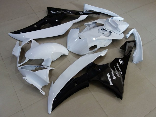 Carénages Moto Yamaha YZF R6 2008-2016 - Blanc Noir Brillant