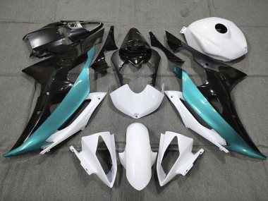 Carénages Moto Yamaha YZF R6 2008-2016 - Blanc Noir Bleu Sarcelle Abordables