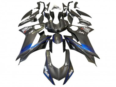 Carénages Moto Yamaha YZF R6 2017-2023 - Bleu Noir Fausse Fibre de Carbone Abordables