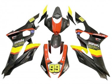 Carénages Moto Yamaha YZF R6 2017-2023 - Jaune Orange Noir Fausse Fibre de Carbone Abordables
