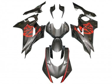 Carénages Moto Yamaha YZF R6 2017-2023 - Rouge Noir Fausse Fibre de Carbone Abordables