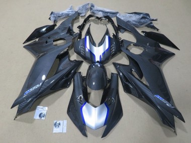 Carénages Moto Yamaha YZF R6 2017-2023 - Argent Bleu Noir Fausse Fibre de Carbone Abordables