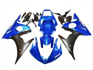 Carénages Moto Yamaha YZF R6 2003-2004 - Bleu Noir Mat Blanc Décalque Abordables