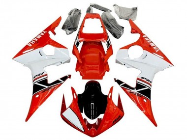 Carénages Moto Yamaha YZF R6 2003-2004 - Rouge Blanc Noir Brillant Bande Abordables