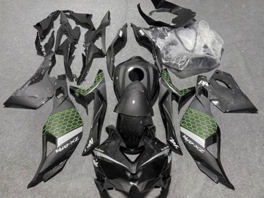 Carénages Moto Kawasaki ZX4R ZX-4RR 2019-2025 - Fausse Fibre de Carbone Vert Gris Abordables