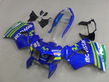 Carénages Moto Honda VFR 800 1998-2001 - Bleu Vert Blanc MoviStar Abordables
