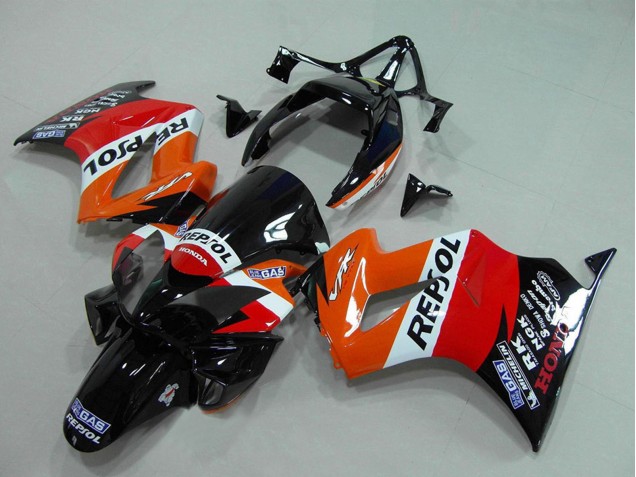 Carénage Moto Honda VFR 800 2002-2013 - Orange Blanc Rouge Noir Brillant Repsol