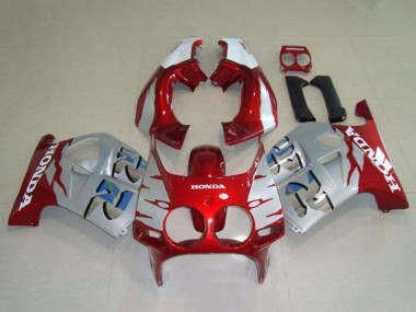 Carénages Moto Honda CBR250RR MC19 1988-1989 - Argent Blanc Rouge Abordables