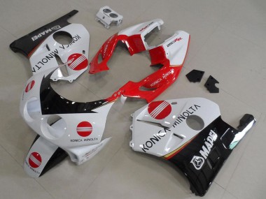 Carénages Moto Honda CBR250RR MC22 1990-1998 - Blanc Rouge Noir Brillant Konica Minolta Abordables