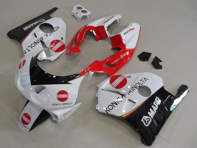 Carénages Moto Honda CBR250RR MC22 1990-1998 - Blanc Rouge Noir Brillant Konica Minolta