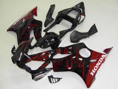 Carénages Moto Honda CBR600 F4i 2001-2003 - Noir Brillant Rouge Flamme Abordables