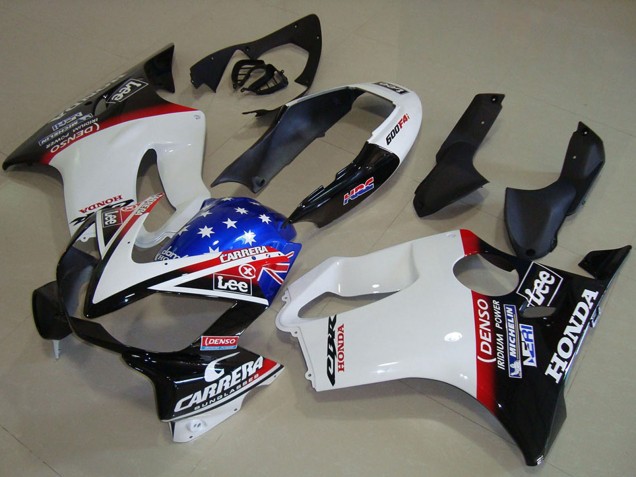Carénages Moto Honda CBR600 F4i 2004-2007 - Blanc Rouge Bleu Noir Brillant Étoile Lee Carrera
