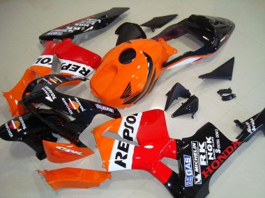 Kit Carénages Moto Honda CBR600RR 2003-2004 - Orange Blanc Rouge Noir Brillant Repsol Abordables