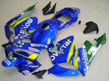 Carénage Moto Honda CBR600RR 2003-2004 - Bleu Jaune Vert MoviStar Abordables