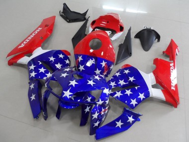 Carénages Moto Honda CBR600RR 2005-2006 - Rouge Bleu Blanc Drapeau Américain Abordables