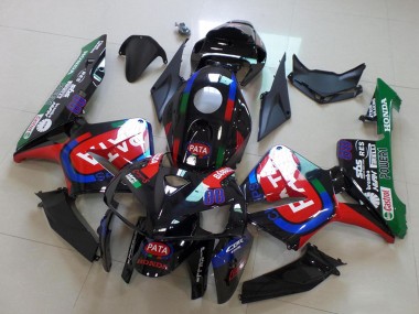 Carénages Moto Honda CBR600RR 2005-2006 - Noir Rouge Vert Pata Abordables