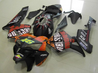 Carénages Moto Honda CBR600RR 2005-2006 - Noir Mat Orange Jaune Rossi 46 Abordables