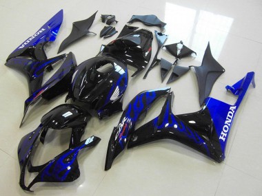 Carénages Moto Honda CBR600RR 2007-2008 - Noir Brillant Bleu Flamme Abordables