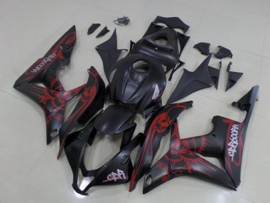 Carénages Moto Honda CBR600RR 2007-2008 - Noir Mat Rouge Crâne Abordables