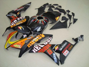 Carénages Moto Honda CBR600RR 2007-2008 - Noir Mat Orange Jaune Rossi 46 Abordables