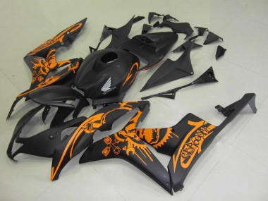 Carénages Moto Honda CBR600RR 2007-2008 - Noir Mat Orange Crâne Abordables